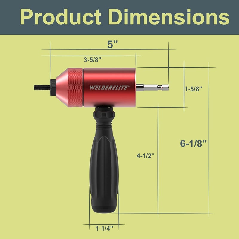 WelderElite Store Rivet Nut Drill Adapter Kit - Dual Drive Modes: Drill/Ratchet, with 270pcs Nuts & 36pcs Mandrels (red) - Image 5